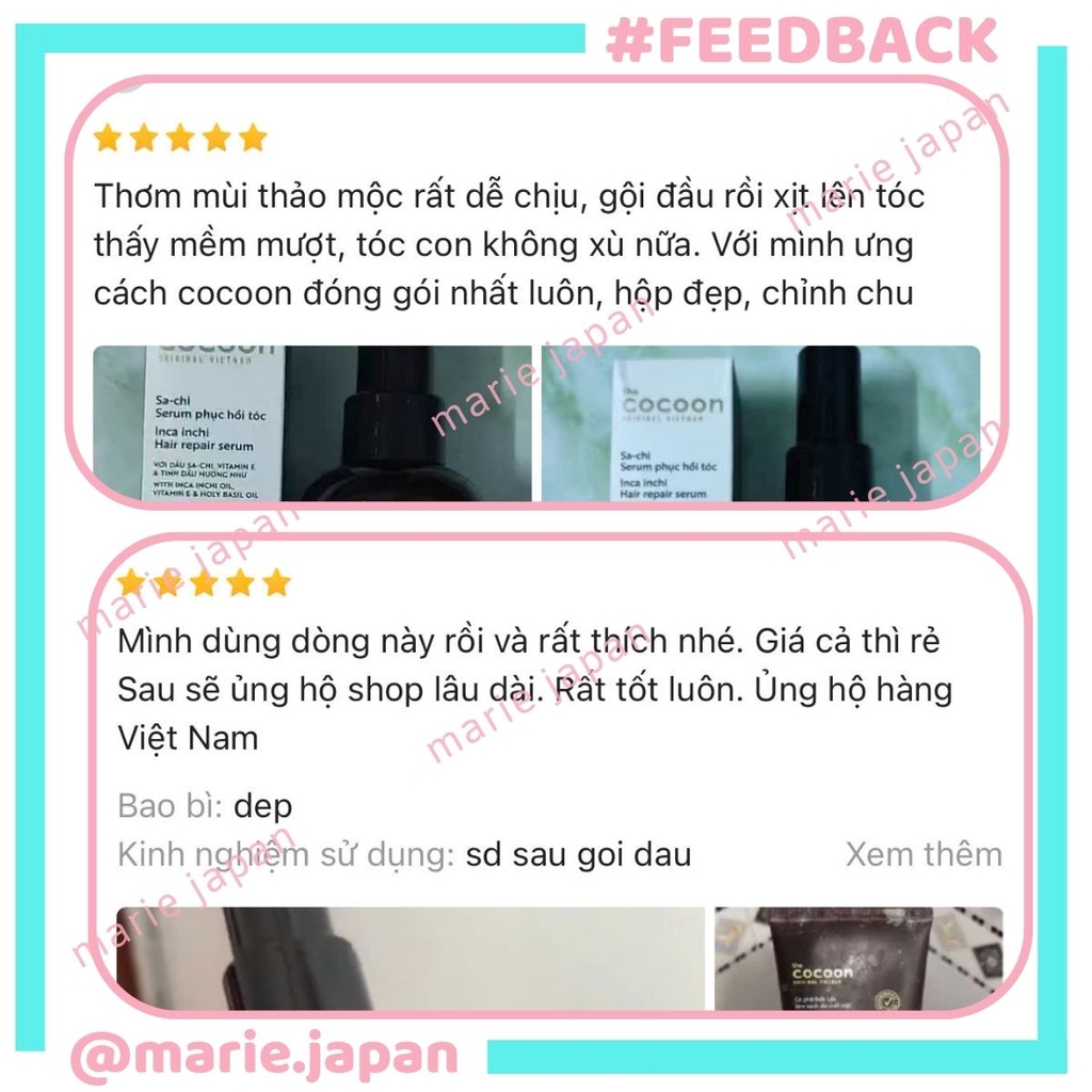 Nước Dưỡng Tóc Sa-chi Cocoon Dưỡng Ẩm Chắc Khỏe Phục Hồi Tóc Hư Tổn  Inchi Hair Tonic 140ml