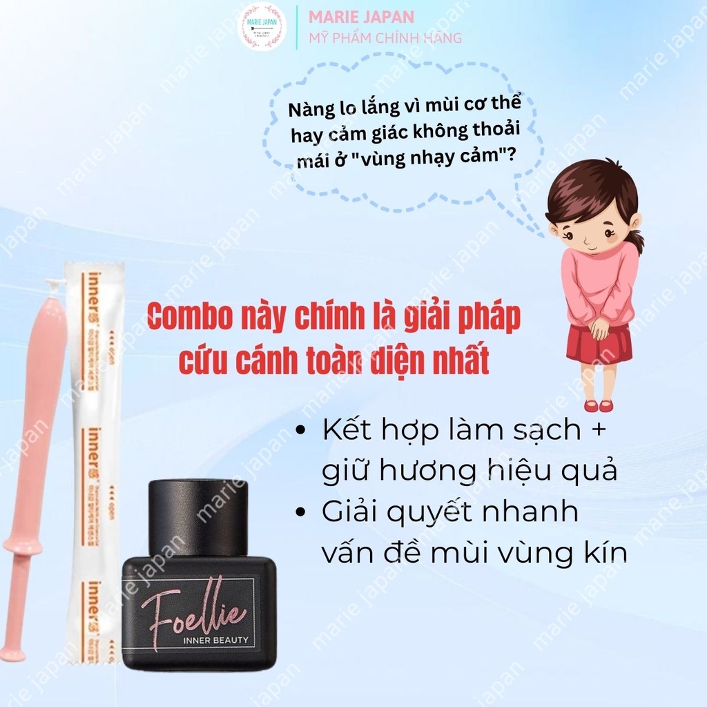 Combo 2 món 1 Nước Hoa vùng kín Foellie ĐEN - BIJOU 5ml + 1 Que Dung Dịch Vệ Sinh Wettrust Inner