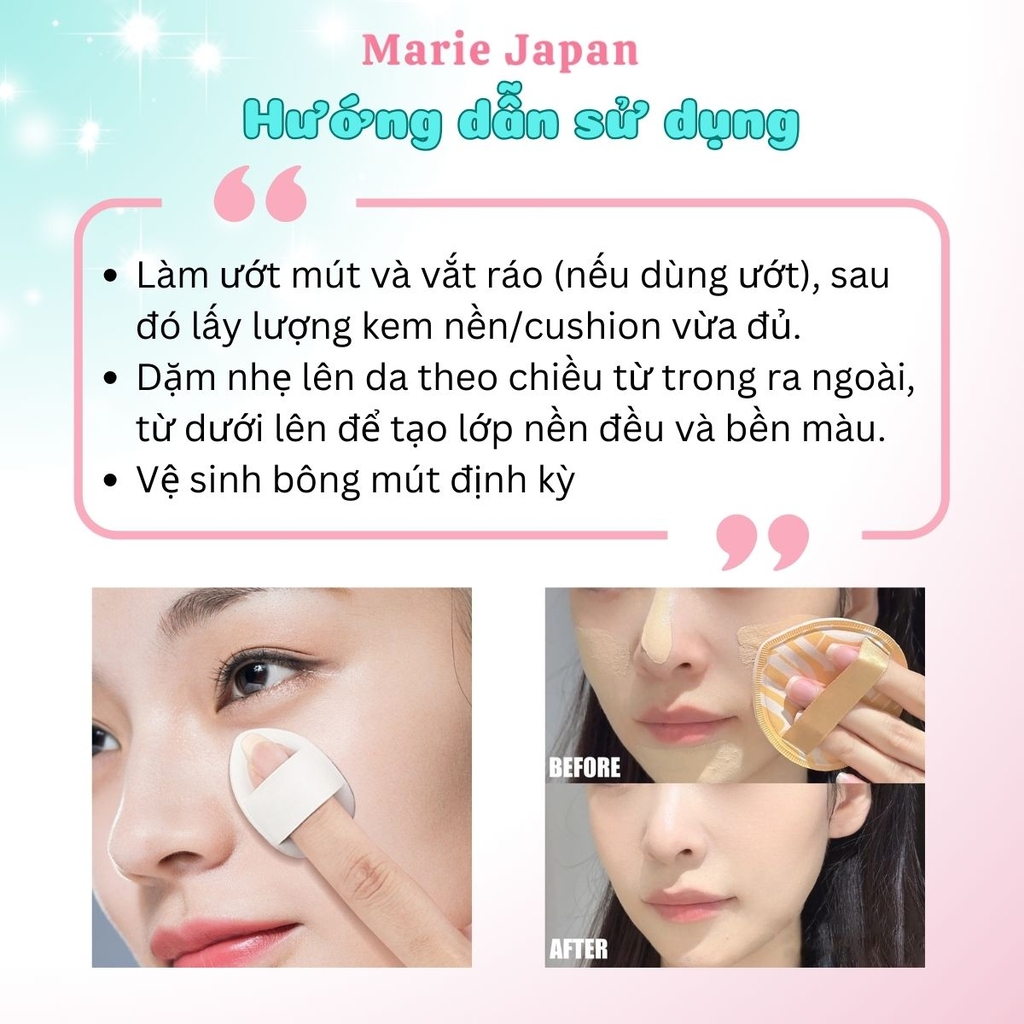 Set 5 Bông Mút Trang Điểm Nhiều Màu Đa Năng Mềm Mại Dễ Tán Nhỏ Gọn Tiện Lợi 