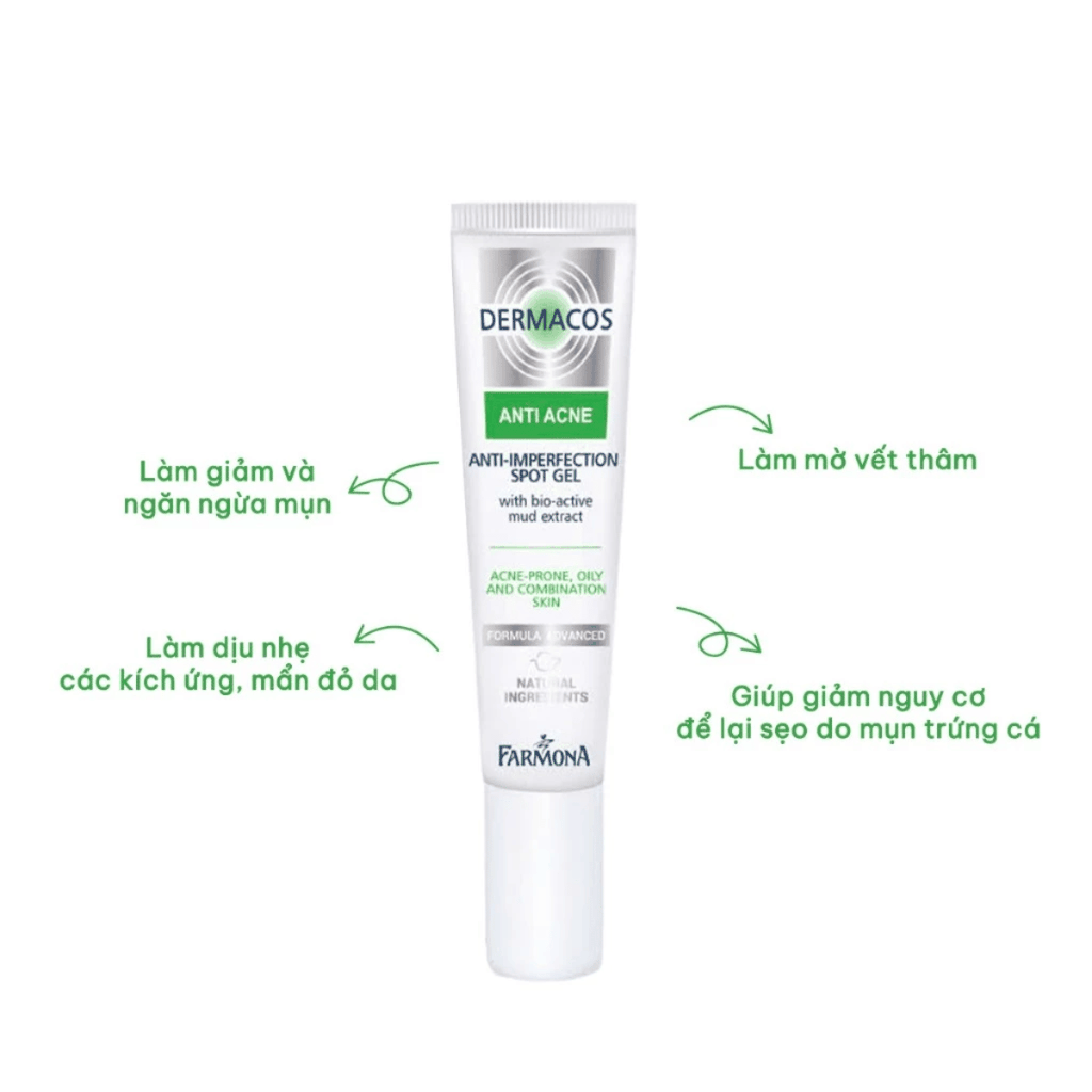 [MUA 1 TẶNG 1] Gel Chấm Mụn Dermacos Anti Acne Anti Imperfection Spot Tuýp 15ml - TẶNG 1 MASK JM