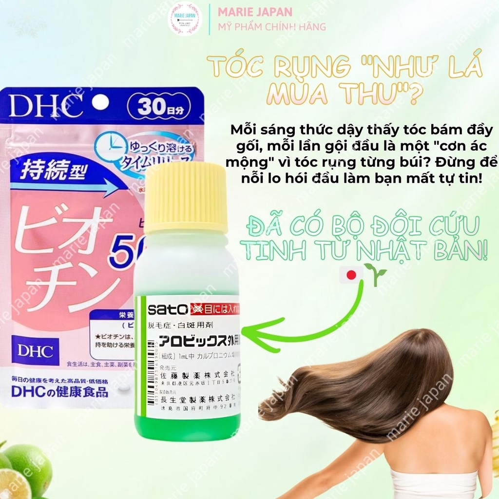 Combo 2 Món 1 Tinh chất Sato 30ml + 1 Gói Viên uống DHC Biotin 30 Ngày