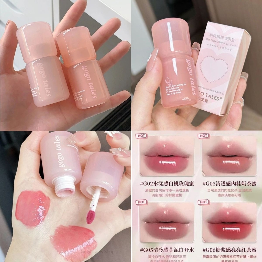 Son Bóng Dưỡng Môi Gogo Tales Pink Glaze Essence – Căng Bóng Môi, Mỏng Nhẹ Tự Nhiên, Dưỡng Ẩm Toàn Diện
