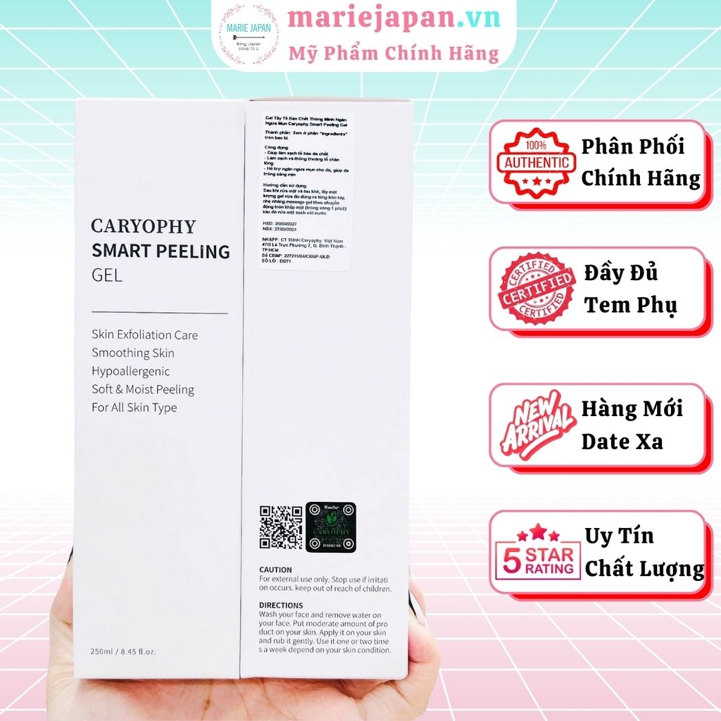 Gel Tẩy Da Chết Caryophy Smart Peeling Gel Sạch Sâu Giảm Mụn Sáng Mịn Hàn Quốc 250ml