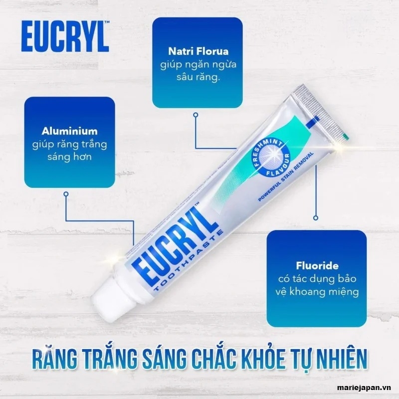 Kem Đánh Răng Eucryl Trắng Răng An Toàn Freshmint Toothpaste 62g