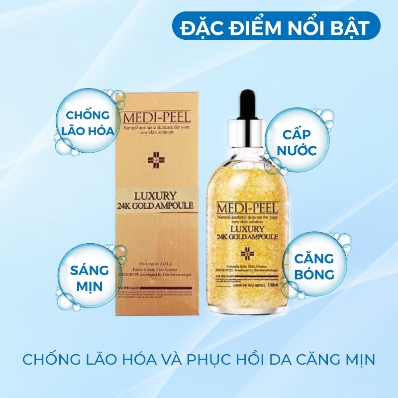 Serum Medi Peel Vàng 24K Luxury Gold Ampoule Dưỡng Ẩm Da Trắng Sáng Chống Lão Hóa 100ml Hàn Quốc