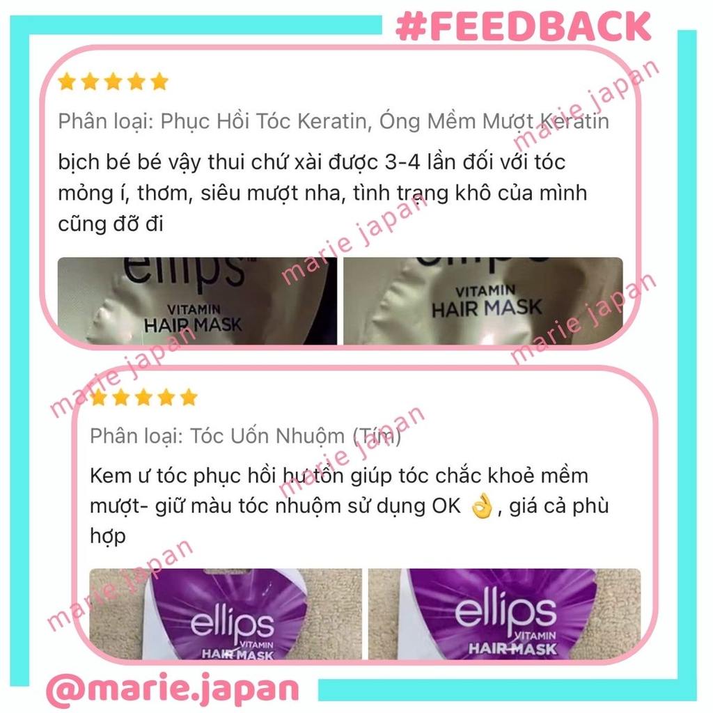 Kem Ủ Tóc Ellips Vitamin Hair Mask Phục Hồi Hư Tổn Dưỡng Tóc Óng Mượt