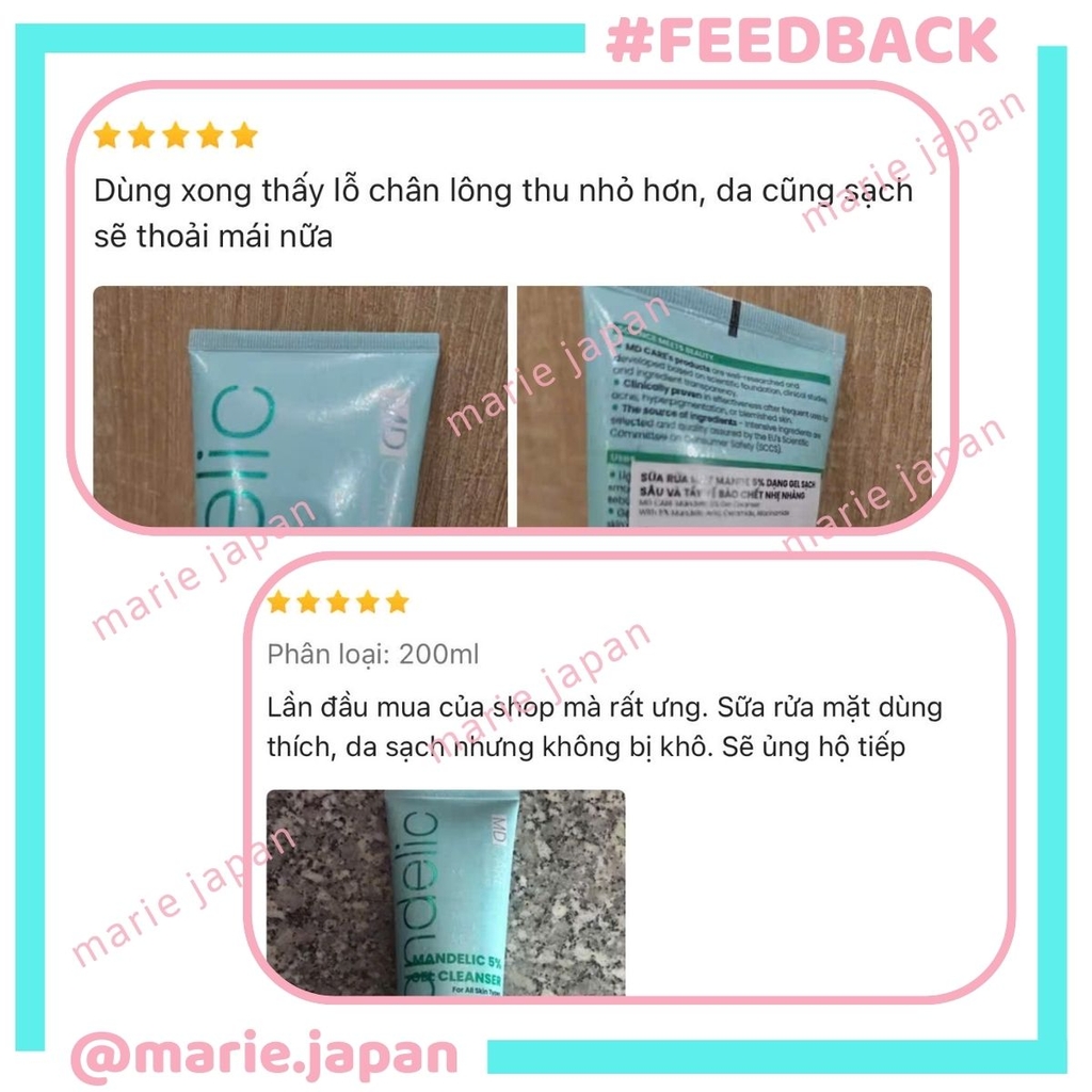 Sữa Rửa Mặt MD Care Mandelic 5% Gel Cleanser Sạch Sâu Giảm Mụn Dưỡng Sáng Da