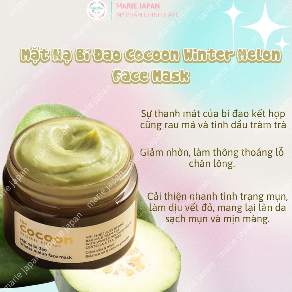 Mặt Nạ Bí Đao Cocoon Winter Melon Face Mask Giảm Mụn Kiểm Soát Dầu Nhờn Dưỡng Ẩm Da Hũ 30ml