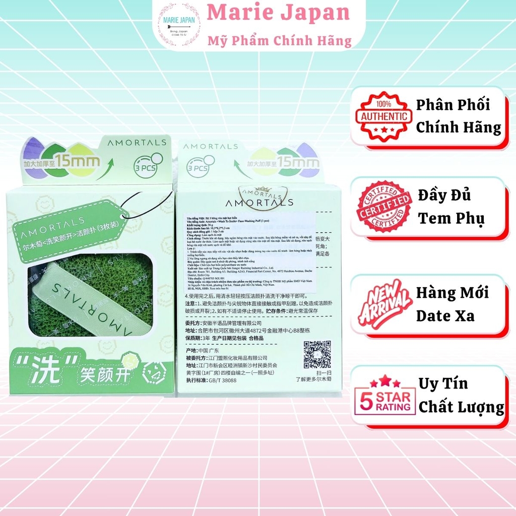 Bông Mút Rửa Mặt Amortals Bọt Biển Hỗ Trợ Rửa Mặt Sạch Sâu Mềm Mịn Không Gây Rát Da