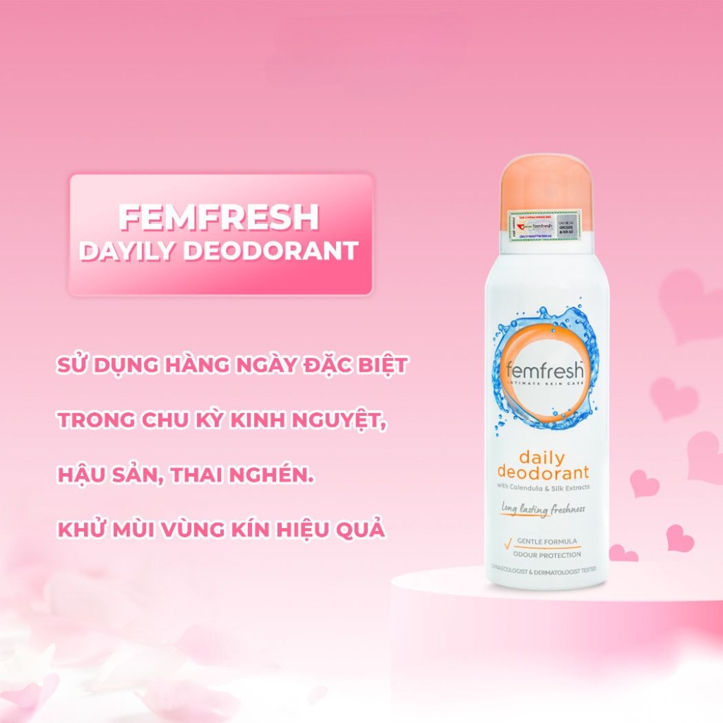 Xịt Khử Mùi Femfresh Deodorant Spray Thơm Mát Vùng Kín Lưu Hương 24h Anh 125ml