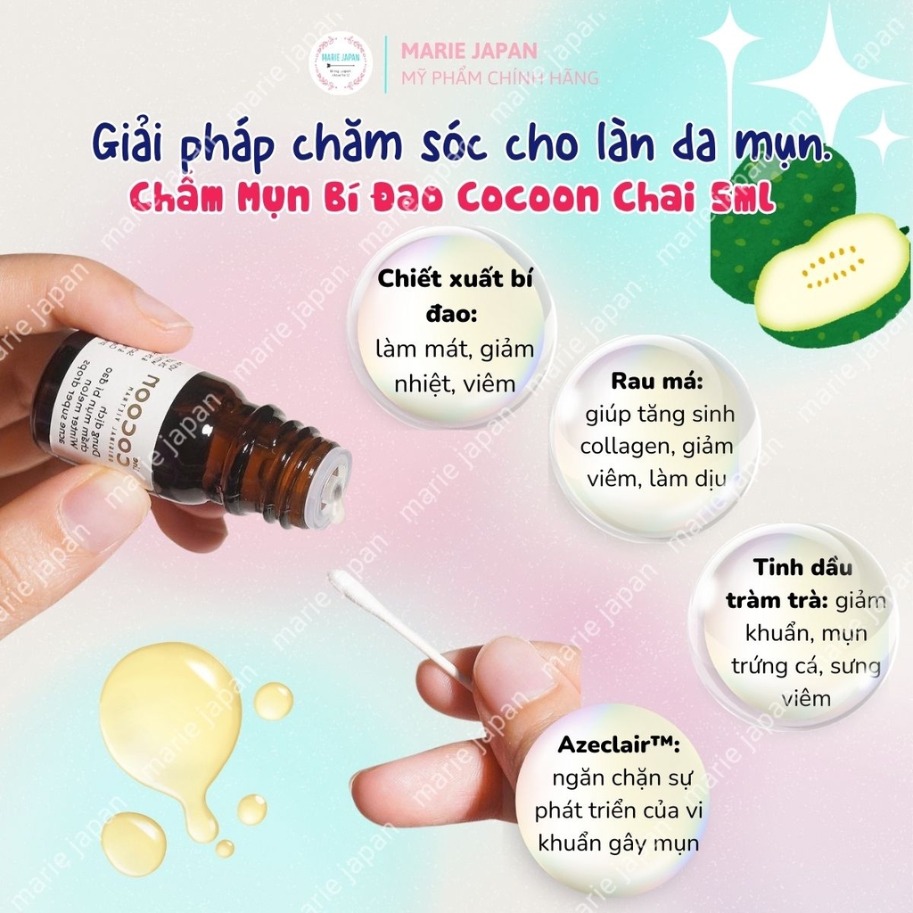 Dung Dịch Chấm Mụn Bí Đao Cocoon Giảm Sưng Viêm Sạch Mụn Chai 5ml