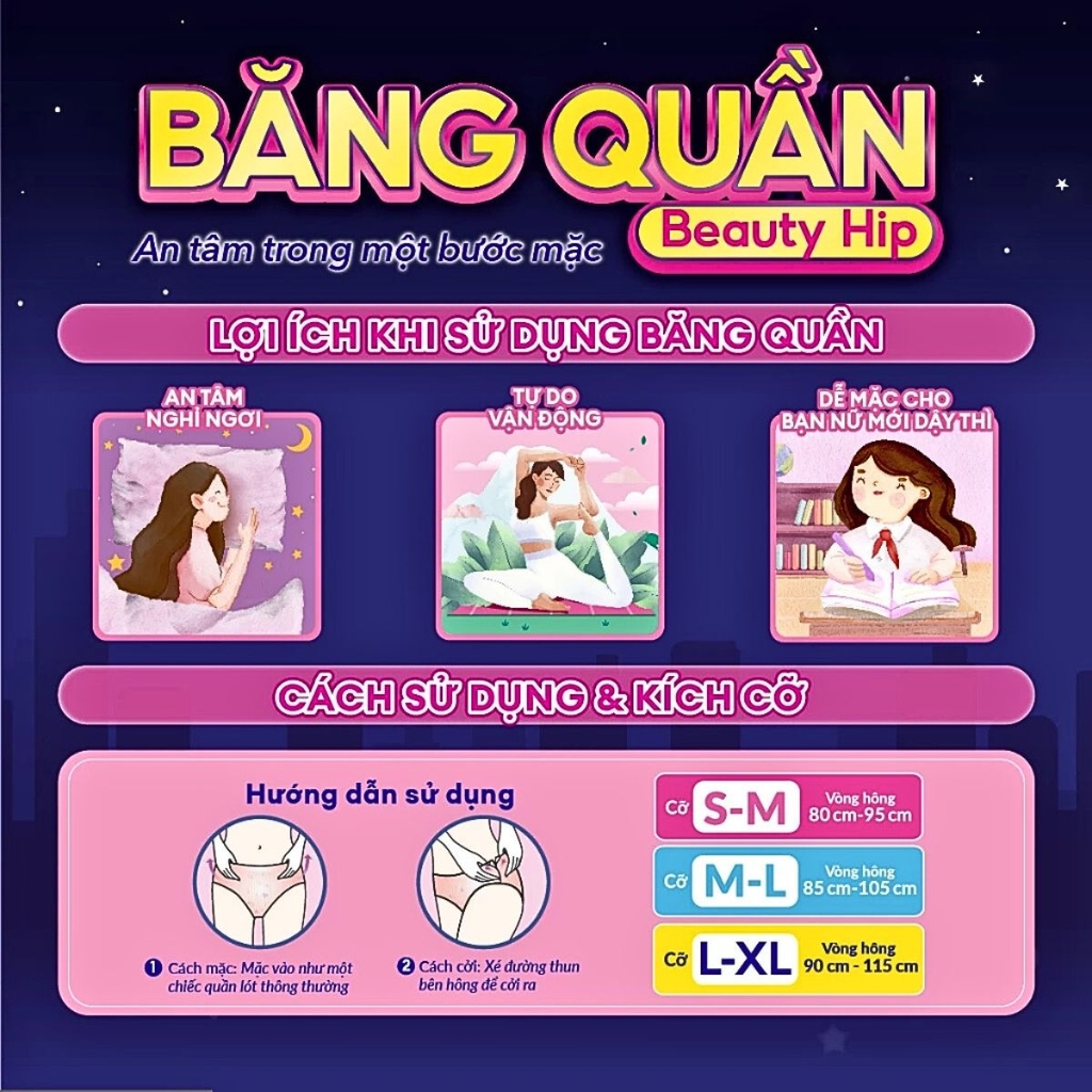 Băng Quần Diana Beauty Hip Ôm Sát Chống Tràn Thoải Mái Khô Thoáng Nhật Bản
