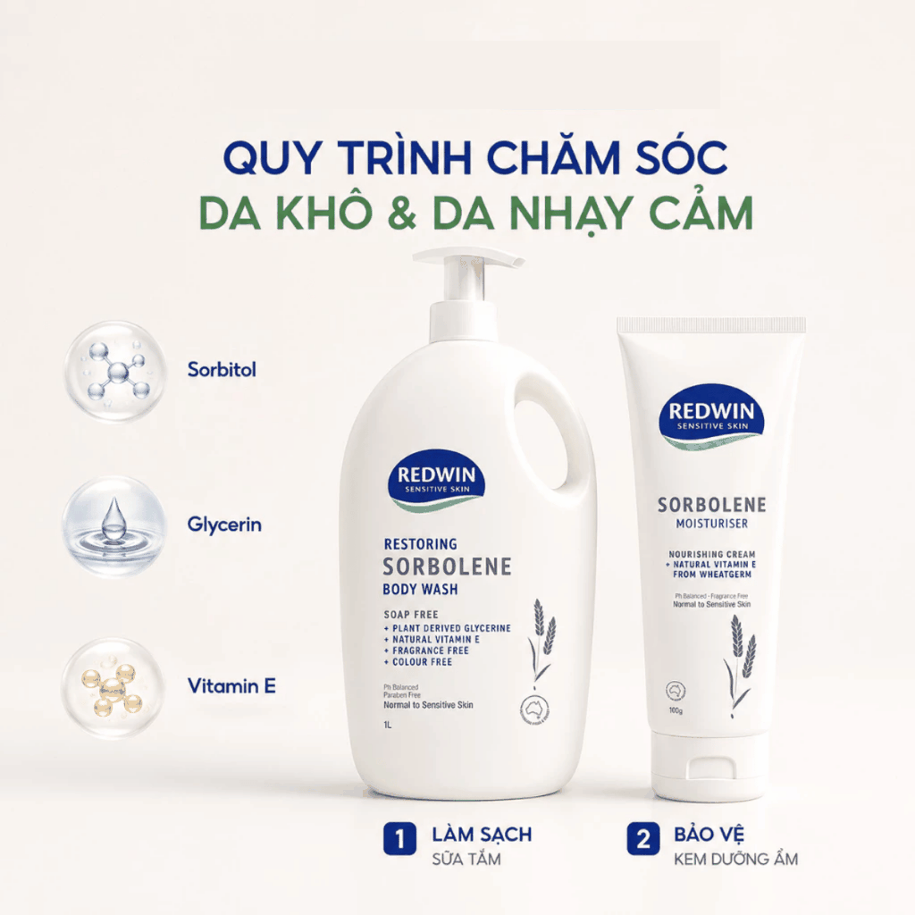Sữa Tắm Redwin Hỗ trợ Dưỡng Ẩm Dịu Nhẹ, Không Xà Phòng Cho Da Khô, Nhạy Cảm Phù Hợp Cho Cả Gia Đình Body Wash Sorbolene