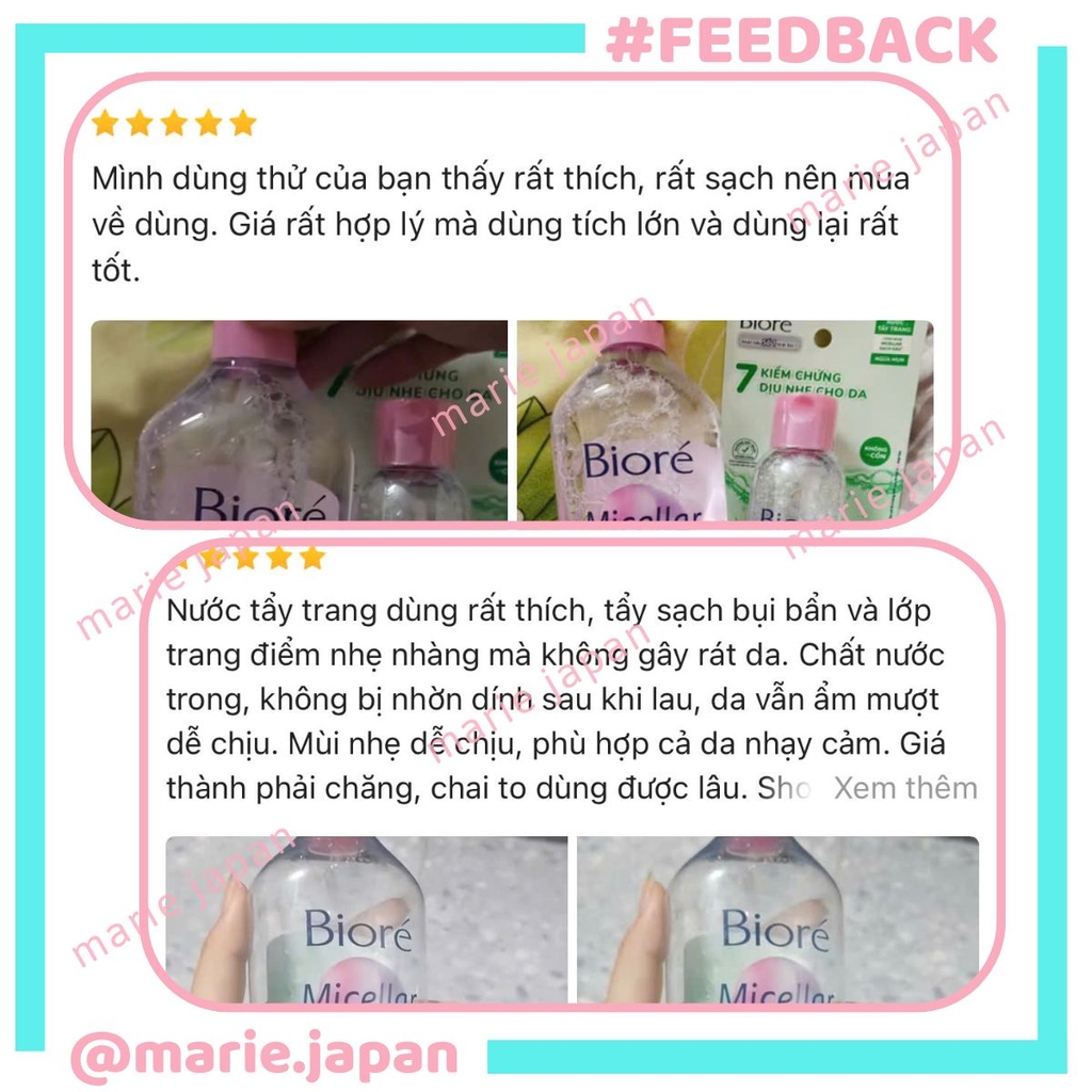 Nước Tẩy Trang Biore Sạch Sâu Dưỡng Ẩm Ngăn Ngừa Mụn Micellar Cleansing Water Nhật Bản