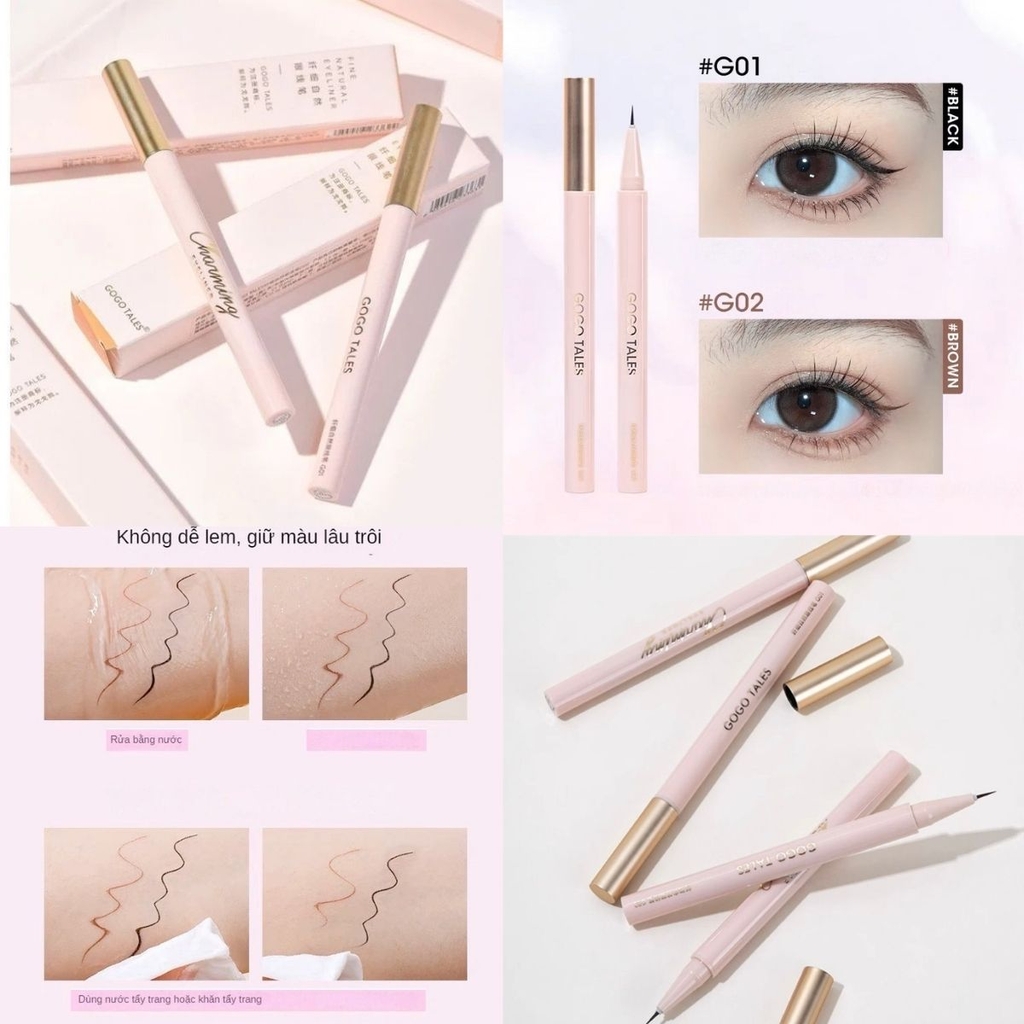 Bút Kẻ Mắt Gogo Tales Charming Fine Natural Nét Siêu Mảnh 0.01mm Dễ Kẻ Lâu Trôi