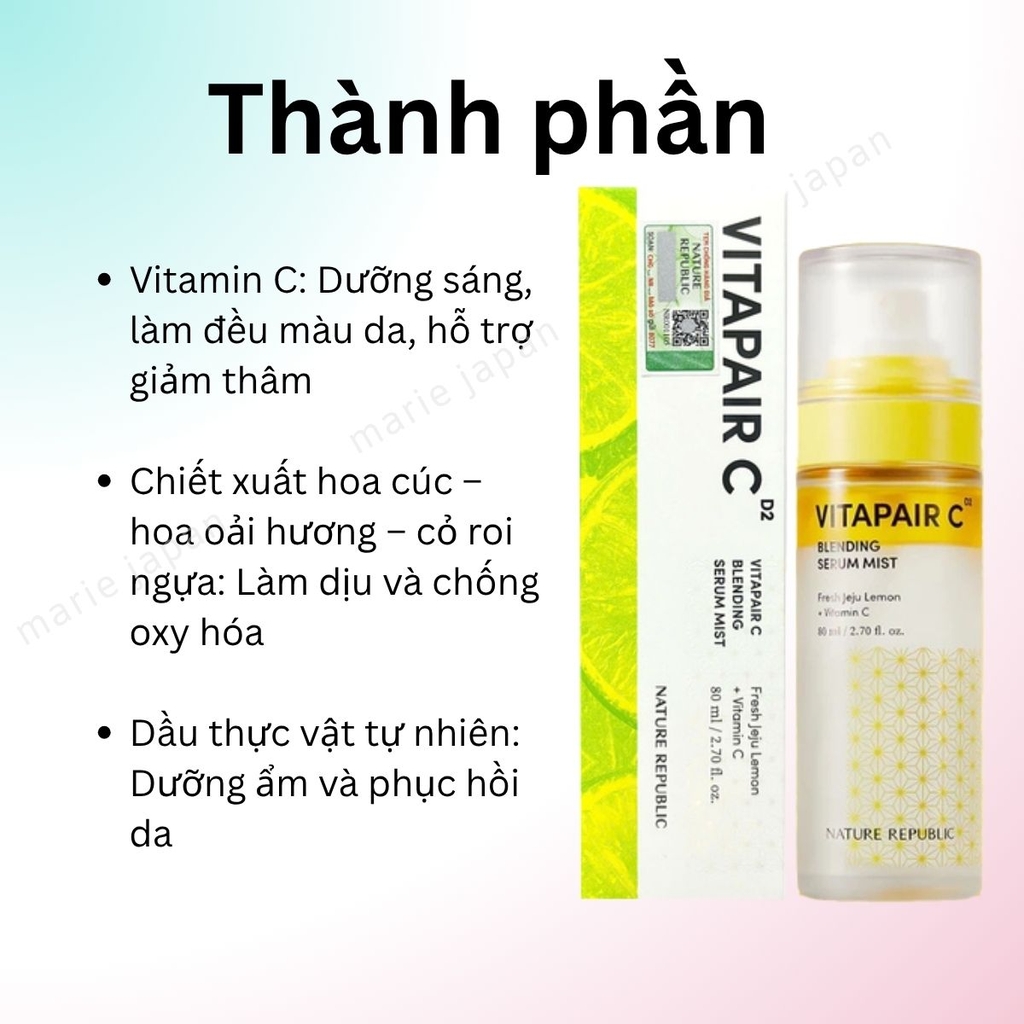 Serum Dạng Xịt Nature Republic Repair C Blending Mist Dưỡng Sáng Cấp Ẩm Căng Bóng Da Hàn Quốc Chai 80ml
