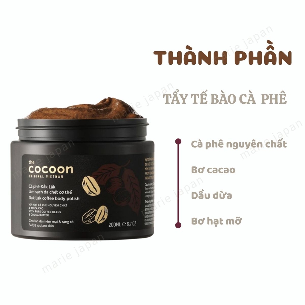 Combo Cocoon Dưỡng Bồ Kết 140ml + Tẩy Tế Bào Chết Body Cà Phê 200ml