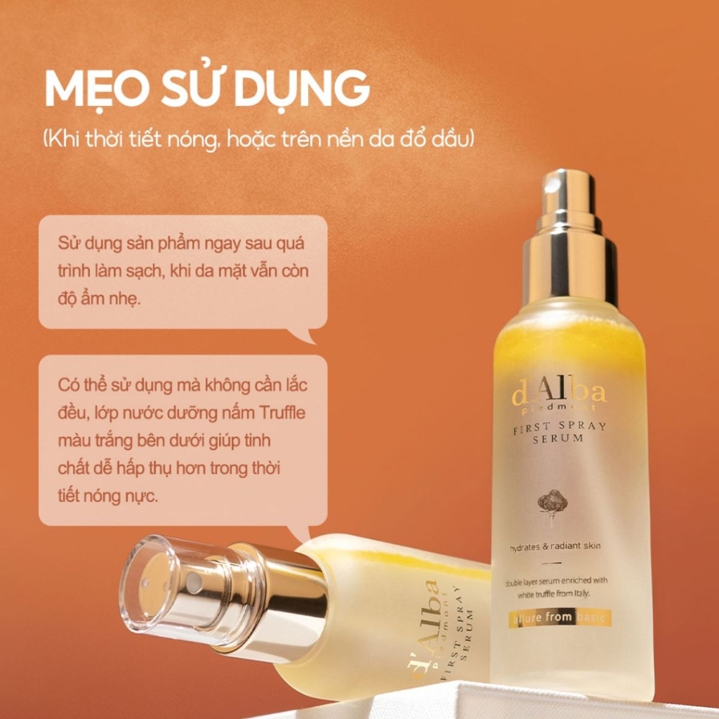 Serum Xịt Khoáng D’Alba First Spray Nấm Truffle Dưỡng Da Căng Bóng Trắng Sáng Hàn Quốc 50ml