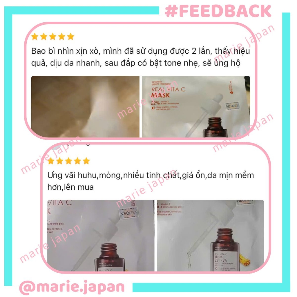 [1 MIẾNG LẺ] Mặt Nạ Serum x3 Neogen Real Vita C Mask 22% Dưỡng Trắng Mờ Thâm Hàn Quốc