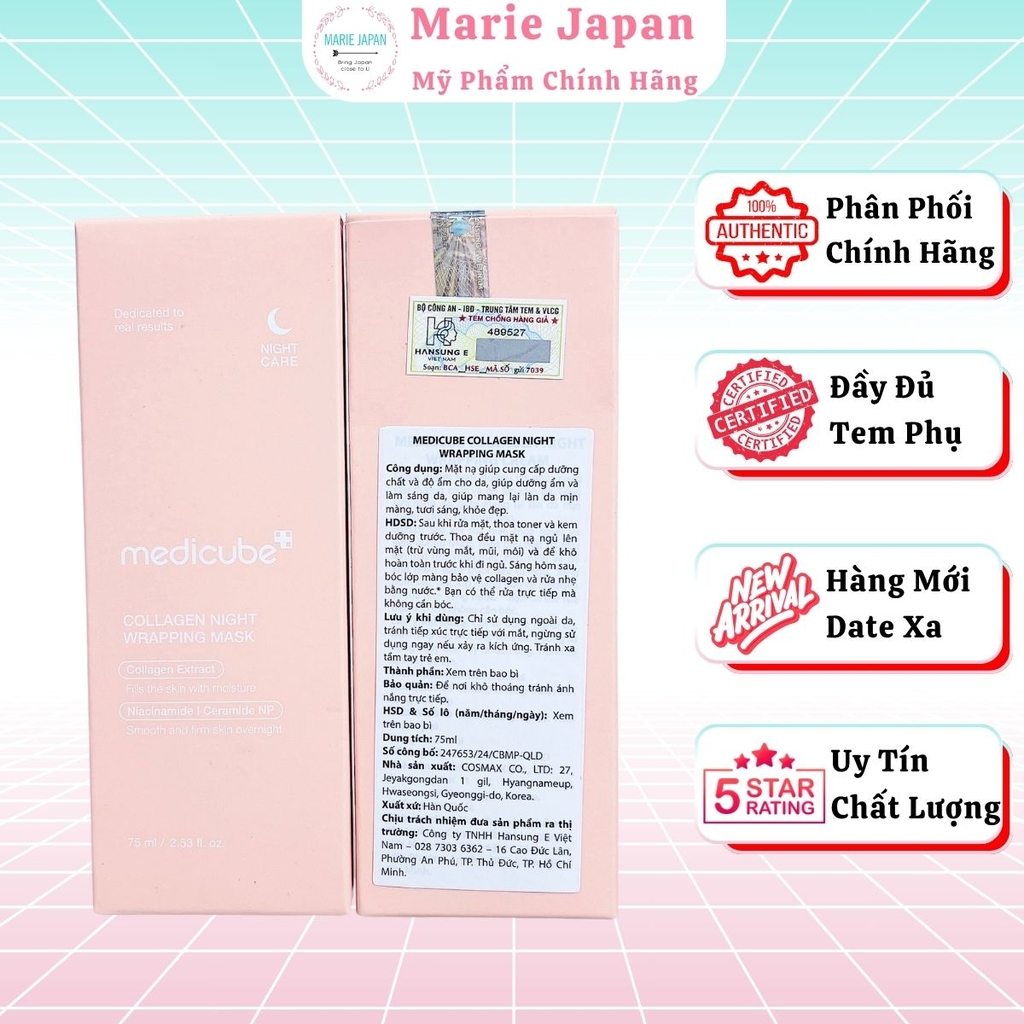 Mặt Nạ Ngủ Medicube Collagen Night Wrapping Mask Cấp Ẩm Căng Mịn Phục Hồi Da Ban Đêm Hàn Quốc Chai 75ml