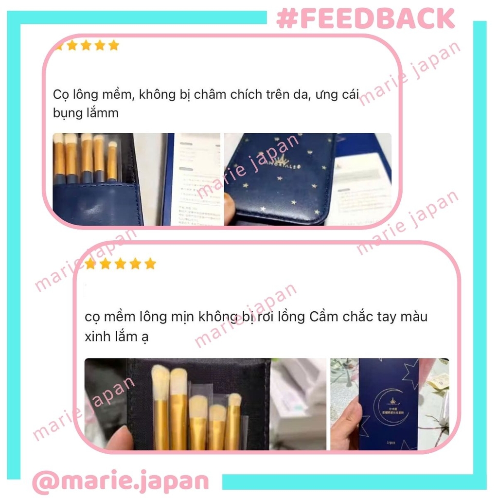 Set 5 Cọ Trang Điểm Mắt  AMORTALS Đa Năng Mềm Mịn Kèm Túi Đựng