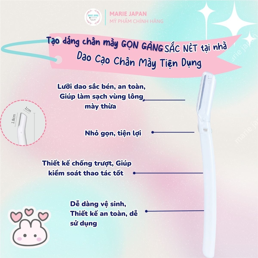 Dao Cạo Chân Mày Tiện Dụng Màu Trắng Lưỡi Cạo Sắc Bén An Toàn Thiết Kế Nhỏ Gọn Tiện Lợi
