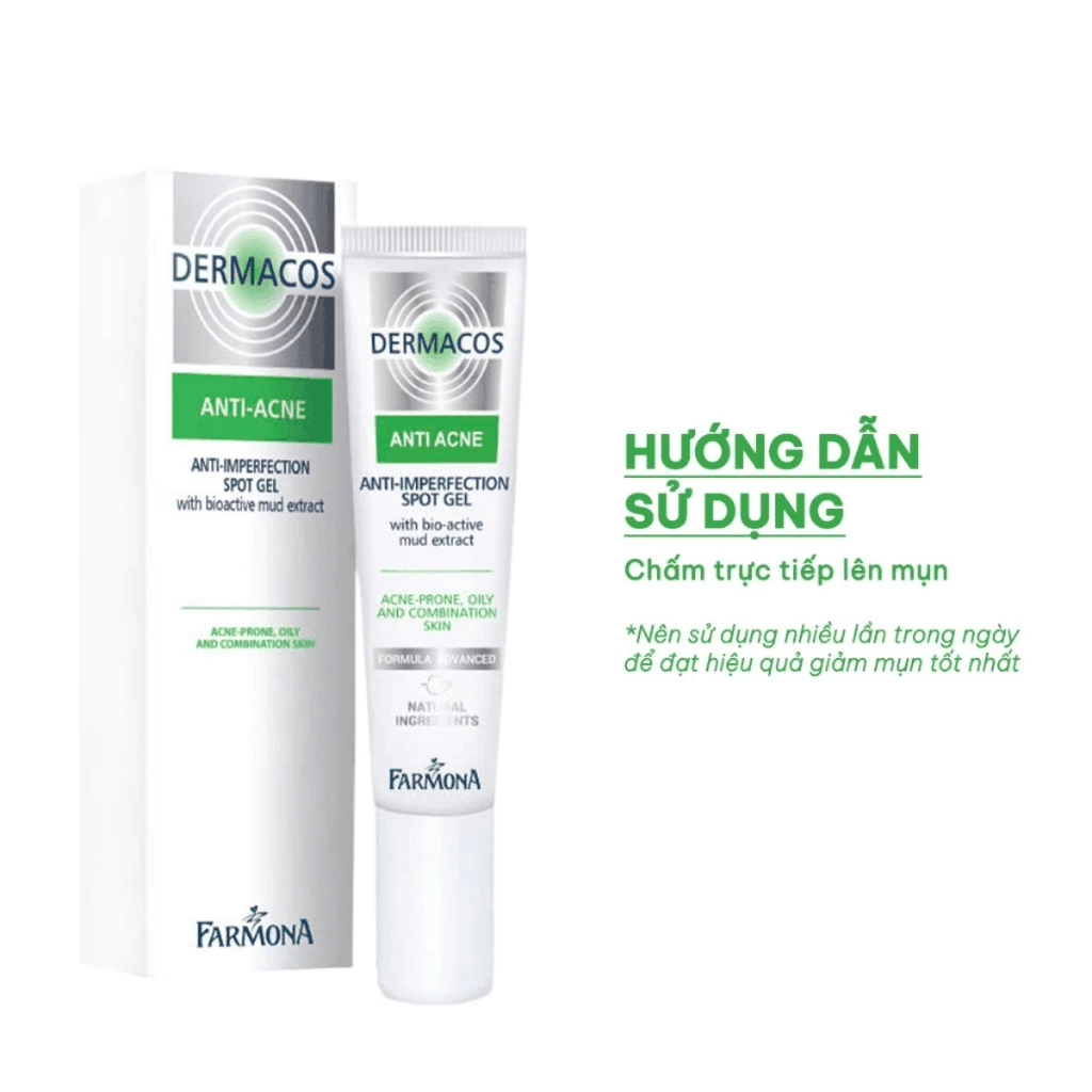 [MUA 1 TẶNG 1] Gel Chấm Mụn Dermacos Anti Acne Anti Imperfection Spot Tuýp 15ml - TẶNG 1 MASK JM
