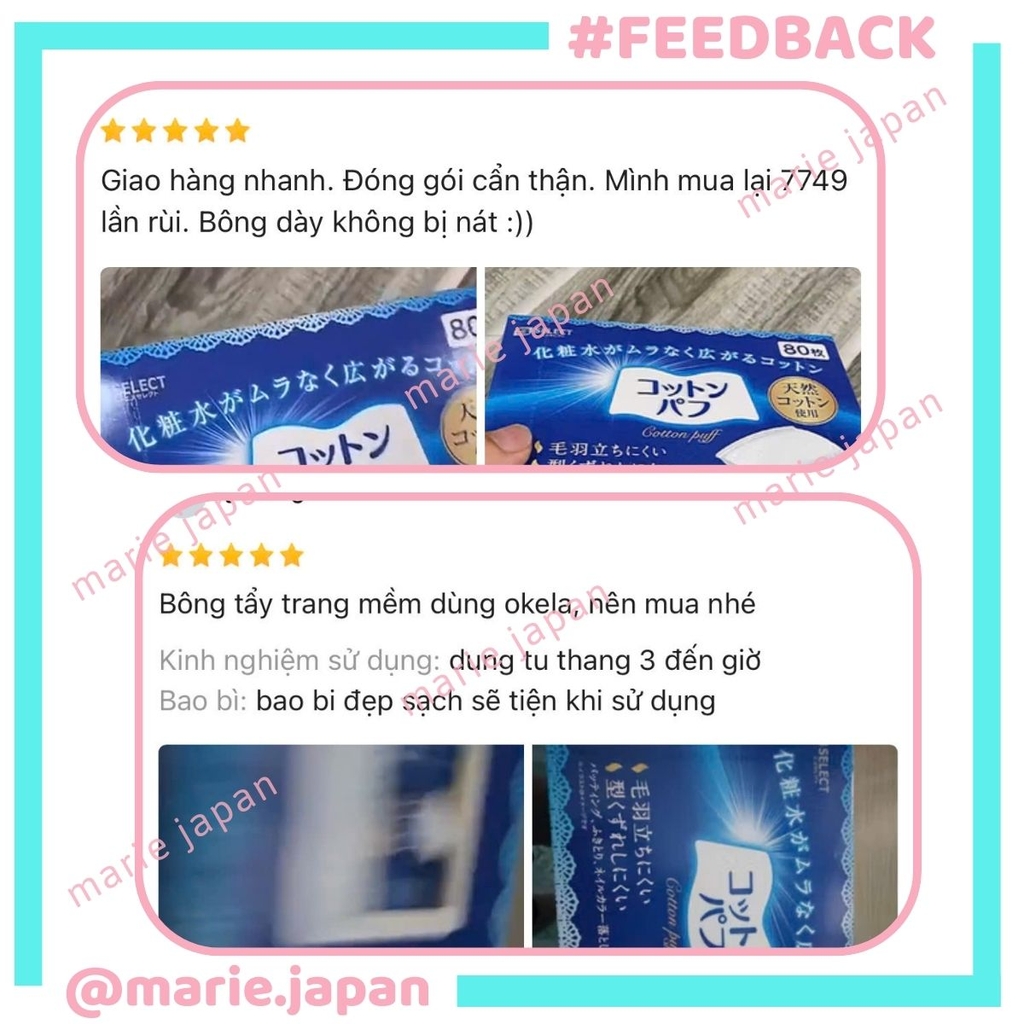 Bông Tẩy Trang S Select Cotton Puff Siêu Mềm Min Bông Tự Nhiên An Toàn Cho Da