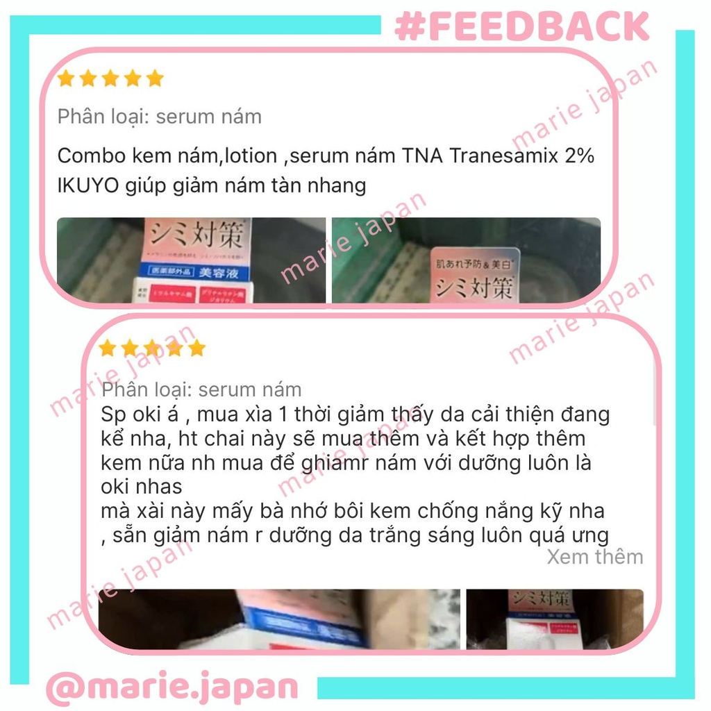 Serum Giảm Nám IKUYO TNA Tranesamix 2% Essence Mờ Thâm Nám Tàn Nhang Dưỡng Trắng Sáng Nhật Bản Chai 30ml