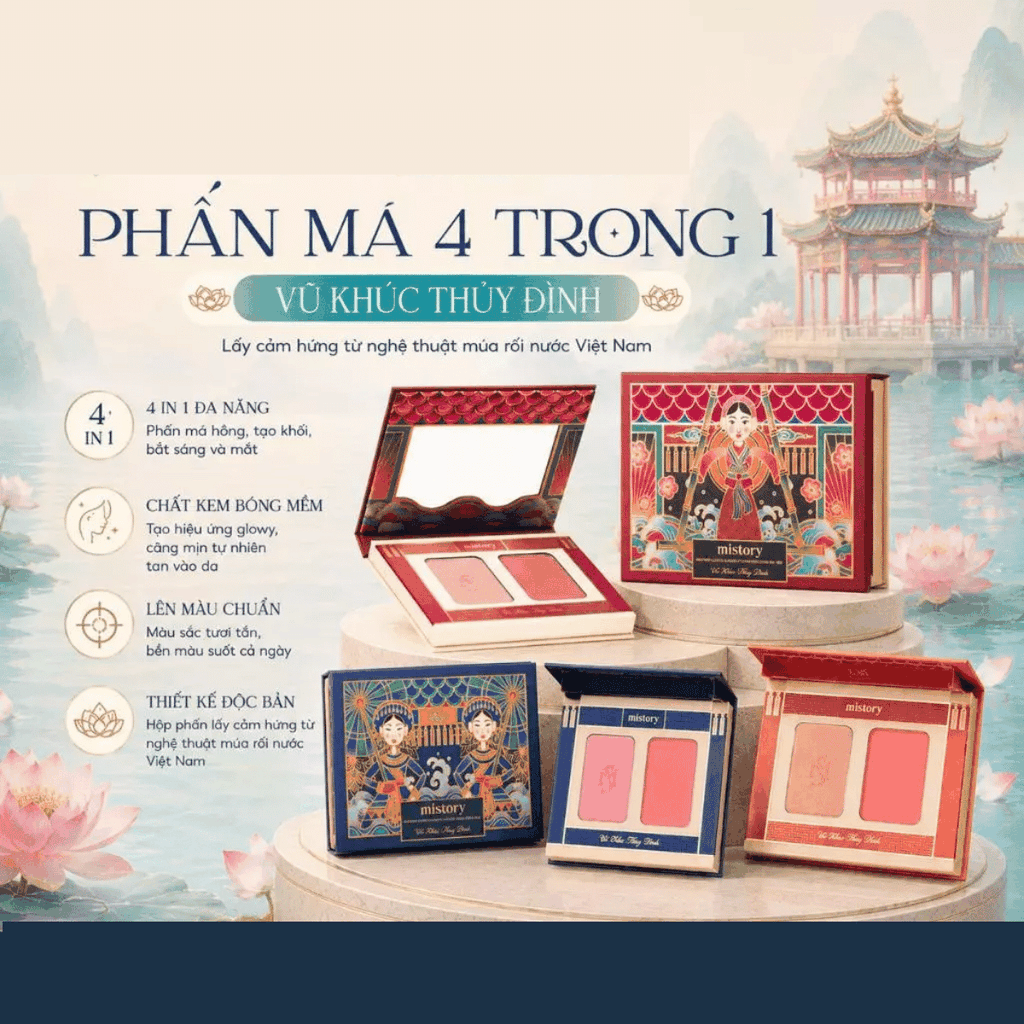 [MUA 2 TẶNG 1] Phấn Má Mistory 4in1 Vũ Khúc Thủy Đình Hiệu Ứng Căng Bóng Sáng Da 6g-TẶNG GƯƠNG LOAN Ổ