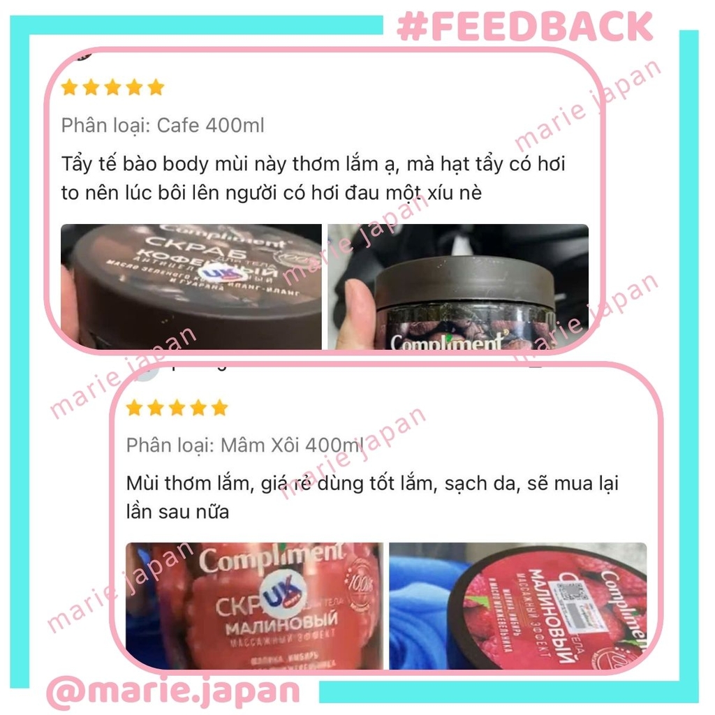 Tẩy Tế Bào Chết Compliment Body Scrub Mềm Mướt Bóng Khỏe Sáng Mịn Da 400ml