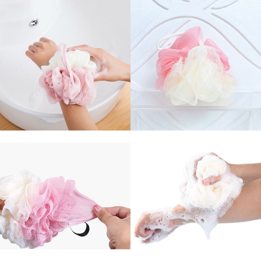 🛁 Bông Tắm Lưới Tròn 2 Màu Siêu Tạo Bọt Mềm Mại Nhẹ Nhàng Cho Da