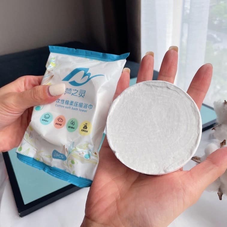 Khăn Tắm Nén Du Lịch Tiện Lợi Nội Địa Trung 100% Cotton