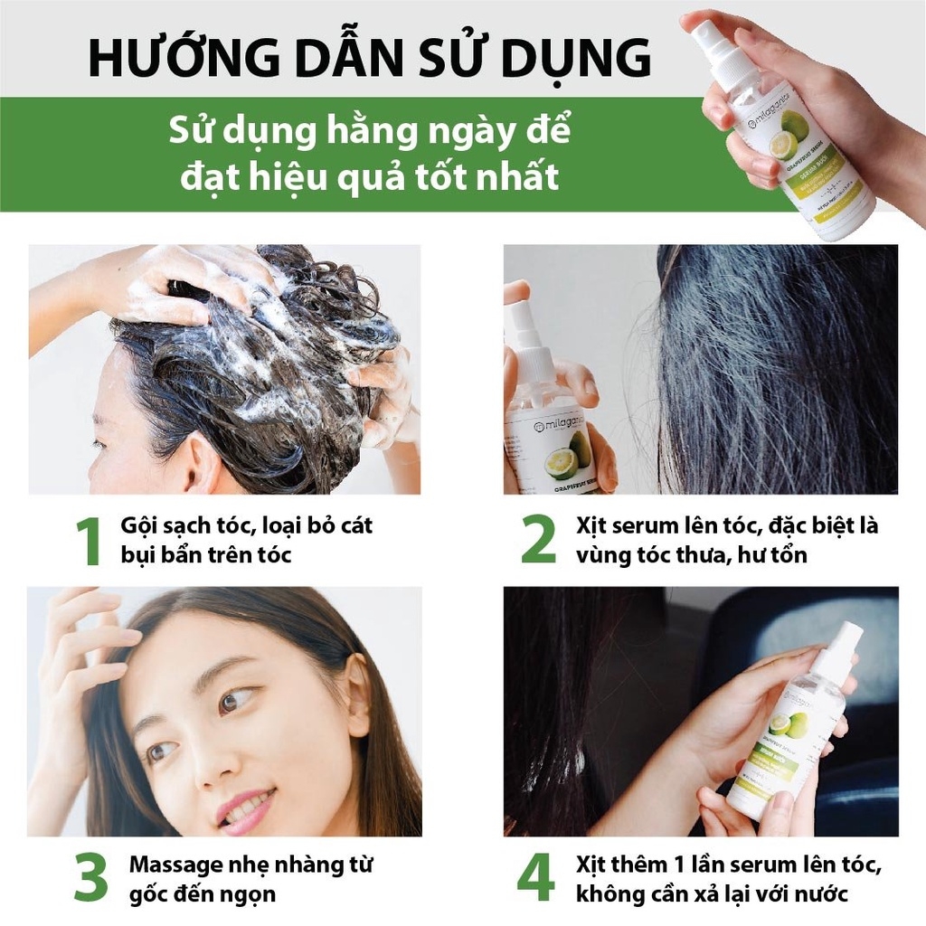 Serum Bưởi Milaganics Giảm Rụng Kích Thích Mọc Tóc - Chai 100ml