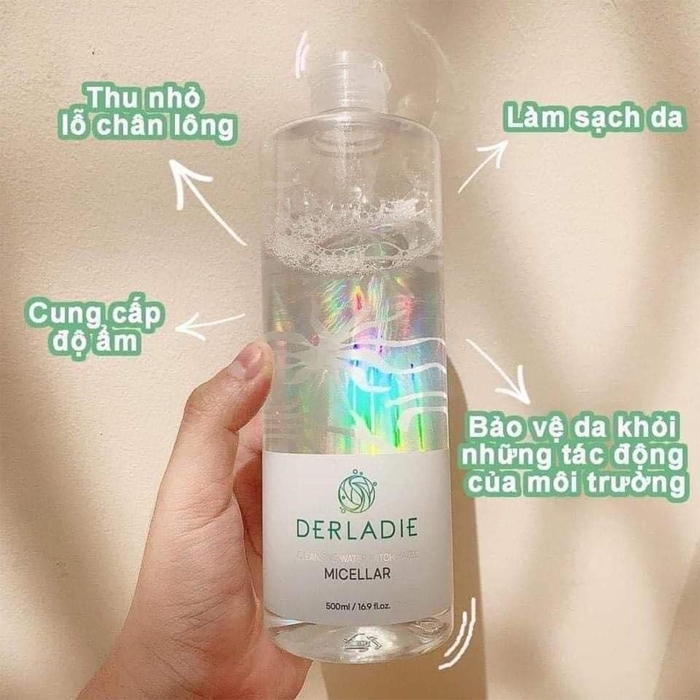 Nước Tẩy Trang Derladie Micellar Cleansing Water With Hazel Chai 500ml