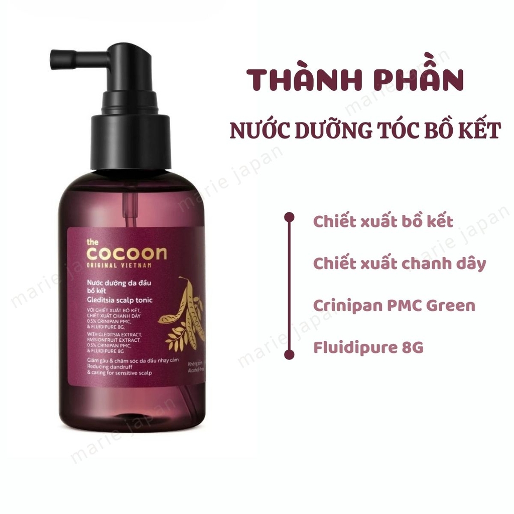 Combo 2 Món Cocoon 1 Xịt Dưỡng Tóc Bồ Kết 140ml + 1 Tẩy TBC Da Đầu Bồ Kết 200ml