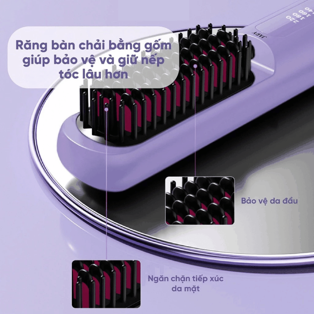 Lượt Điện Chải Tóc Jary Ion Electric Hair Comb  Không Dây Ion Âm Gỡ Rối Suôn Mượt, Tạo Kiểu Siêu Dễ