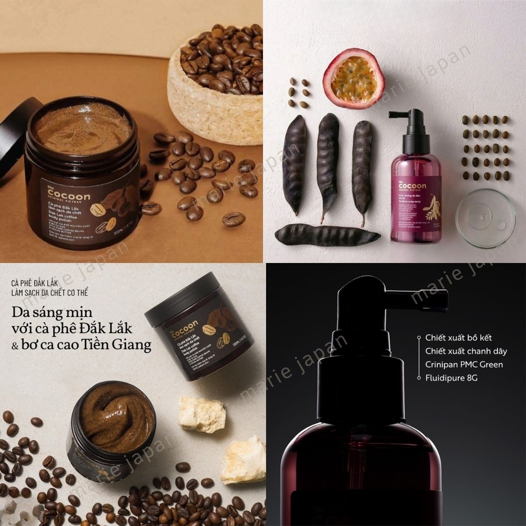 Combo Cocoon Dưỡng Bồ Kết 140ml + Tẩy Tế Bào Chết Body Cà Phê 200ml