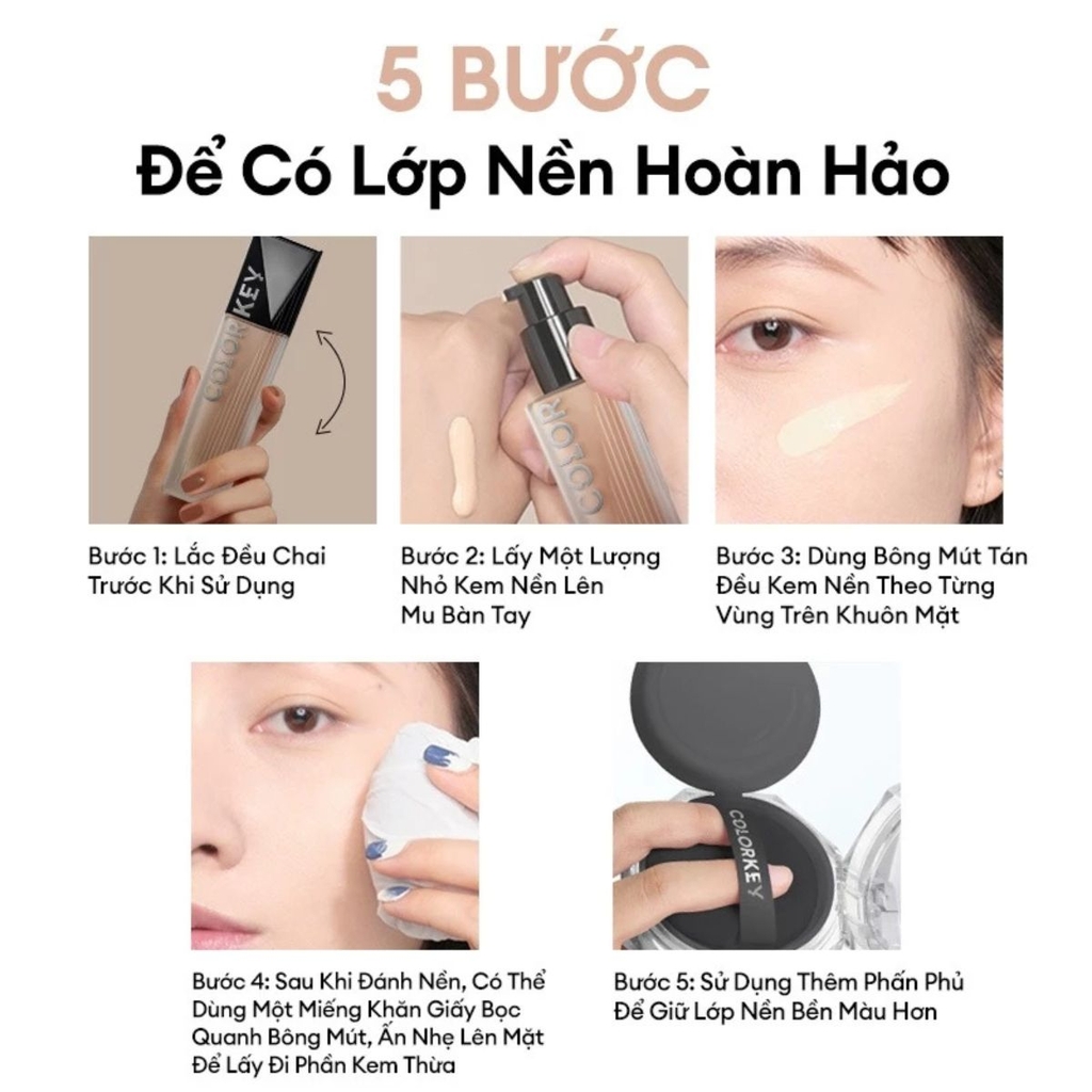 Kem Nền Colorkey Dạng Lỏng Kiềm Dầu Mỏng Nhẹ Mịn Màng Lâu Trôi Lasting Flawless Liquid Foundation 30g