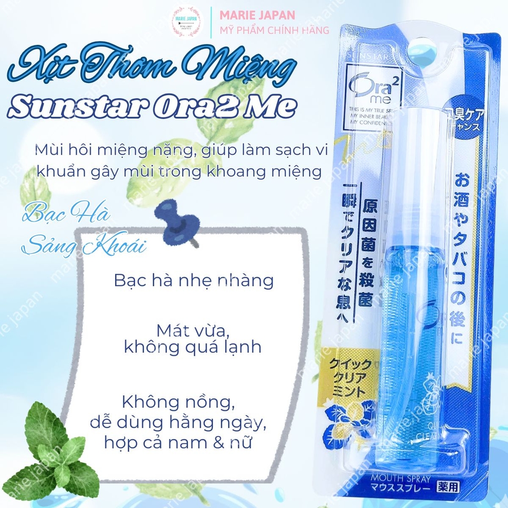 Xịt Thơm Miệng Sunstar Ora2 Me Khử Mùi Hơi Thở Thơm Mát Nhỏ Gọn Nhật Bản Chai 6ml