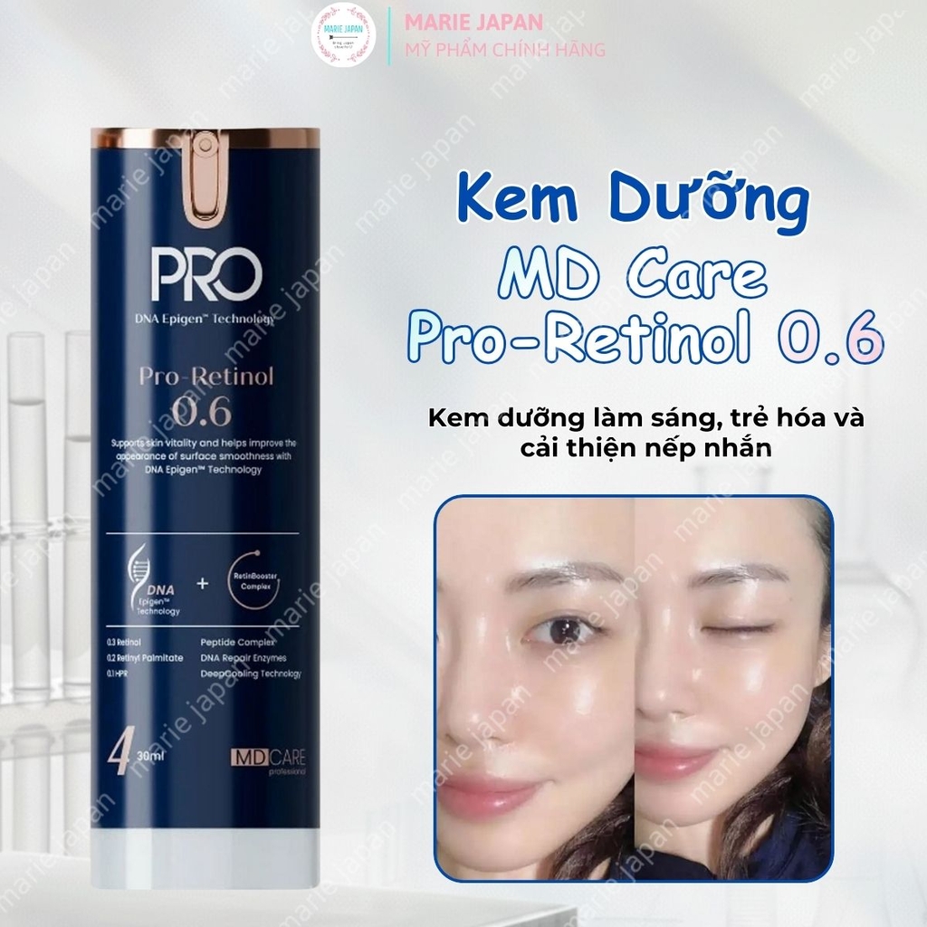 Kem Dưỡng MD CARE PRO-RETINOL 0.6 Trẻ Hóa Sáng Da Cải Thiện Nếp Nhăn 30ml