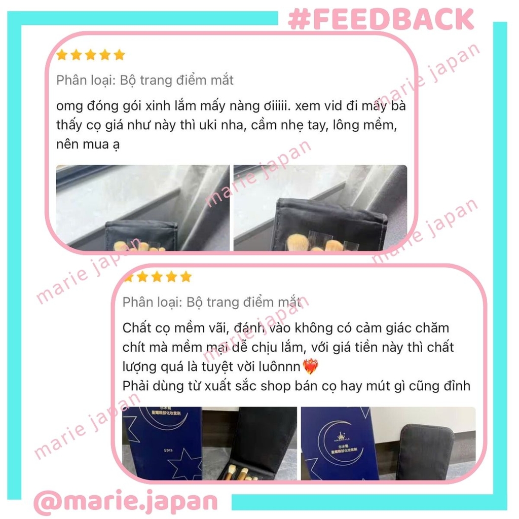 Set 5 Cọ Trang Điểm Mắt  AMORTALS Đa Năng Mềm Mịn Kèm Túi Đựng