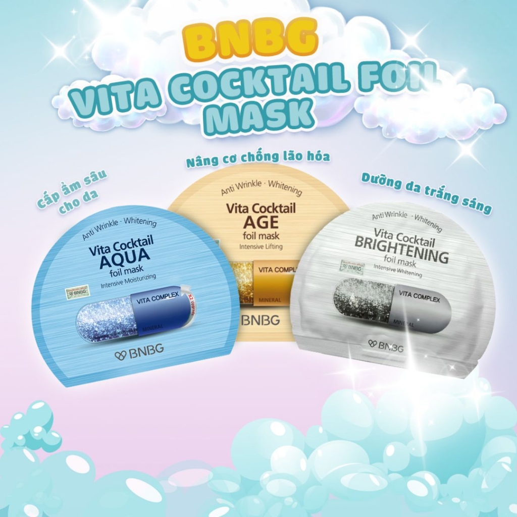 Mặt Nạ BNBG Vita Cocktail Cấp Ẩm Phục Hồi Chống Lão Hóa Miếng Lẻ