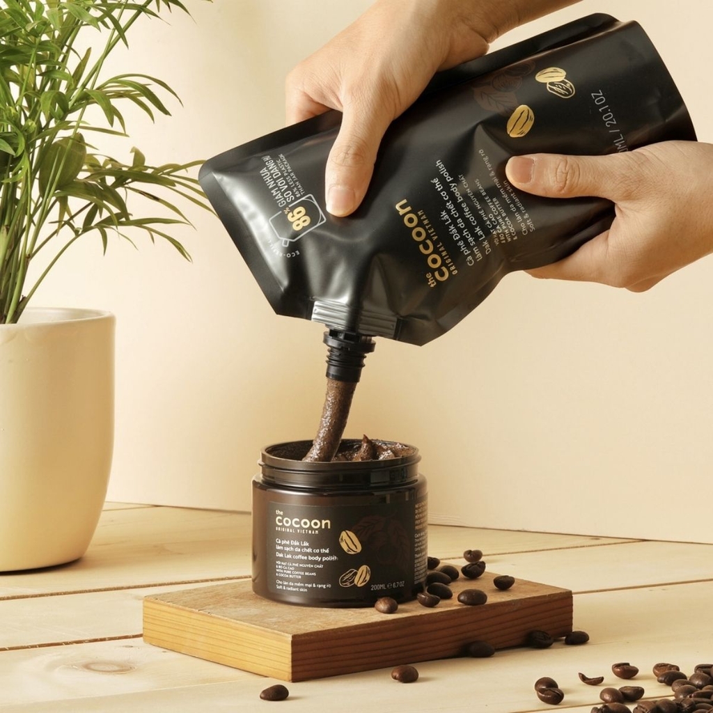 Combo Cocoon Tẩy Tế Bào Chết Body Cà Phê 200ml - Túi Refill 600ml