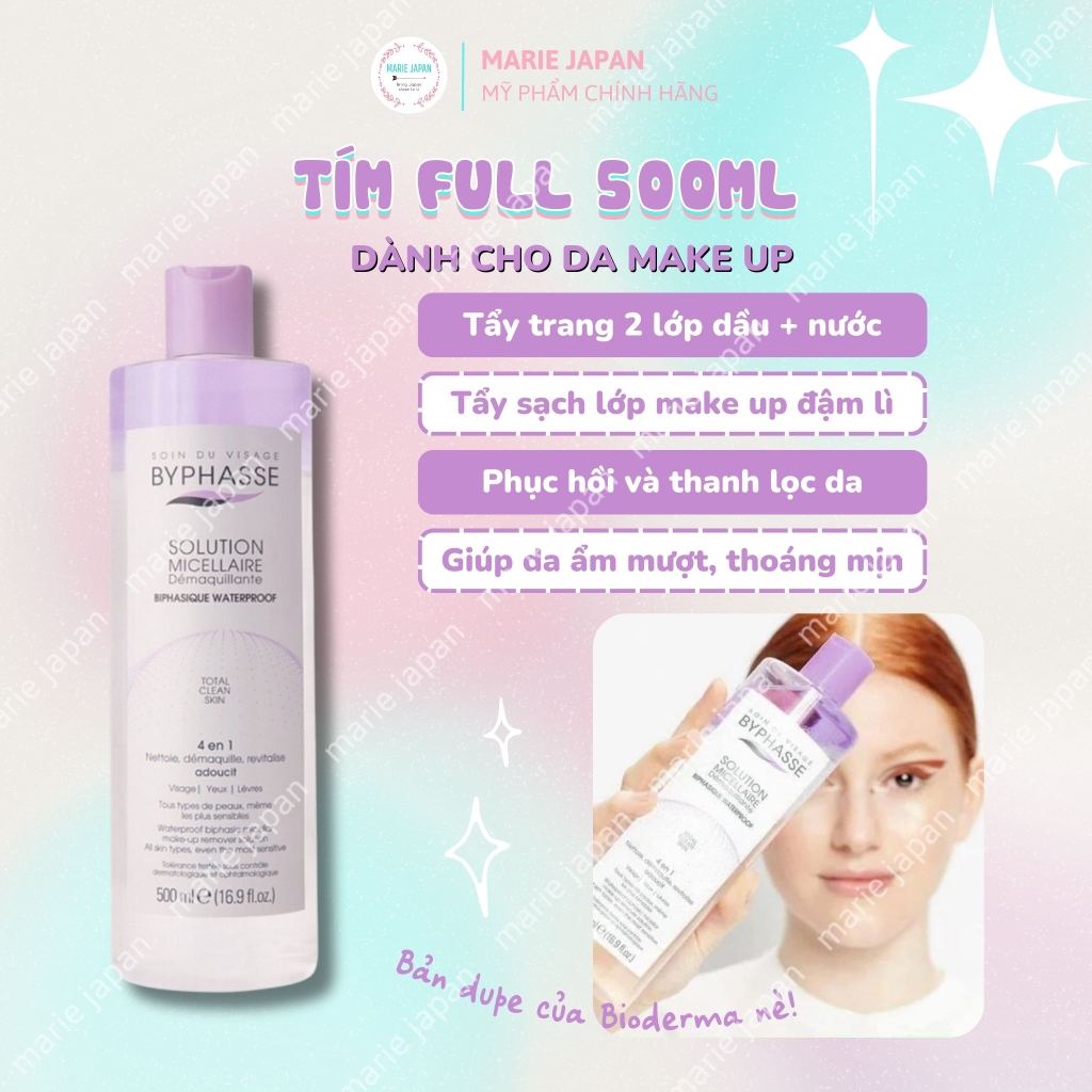 Nước Tẩy Trang Byphasse Solution Micellaire - HỒNG MINI Chai 100ml
