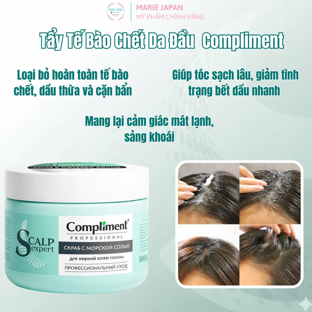 Tẩy Tế Bào Chết Da Đầu Compliment Sạch Sâu Giảm Dầu Nhờn Ngăn Bết Ngứa Nga 300ml