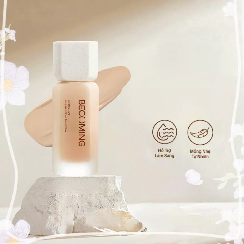 Kem Nền Dạng Lỏng BECOMING Mỏng Nhẹ Bền Màu Lâu Trôi Tự Nhiên Long Wear Sheer Foundation 12g