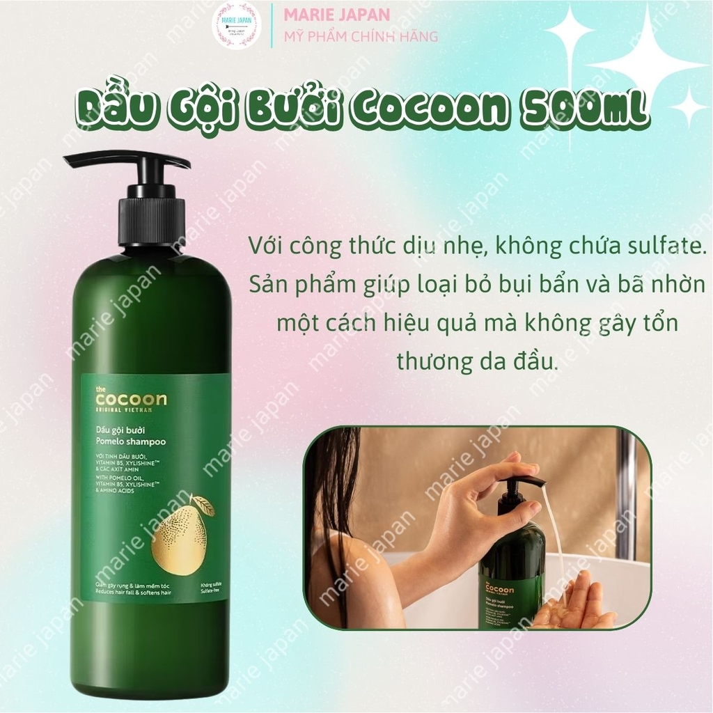Combo Cocoon 2 Món Dầu Gội Bưởi Giảm Gãy Rụng 500ml + Dầu Xả Bưởi Mềm Mượt 310ml