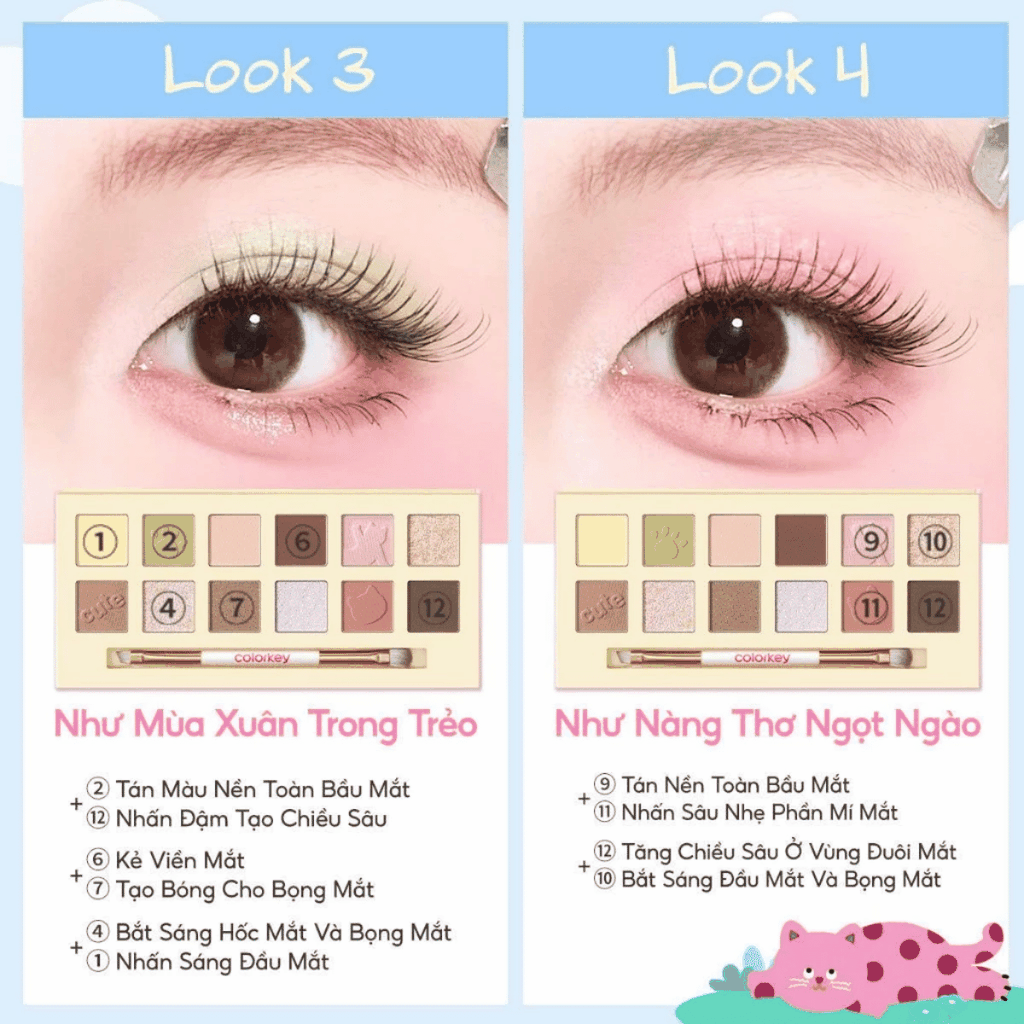 Bảng Phấn Mắt 12 Màu Đa Năng Colorkey, Kèm Cọ Tiện Lợi  Bloom Chase 12-Color Eyeshadow Palette 17.7g