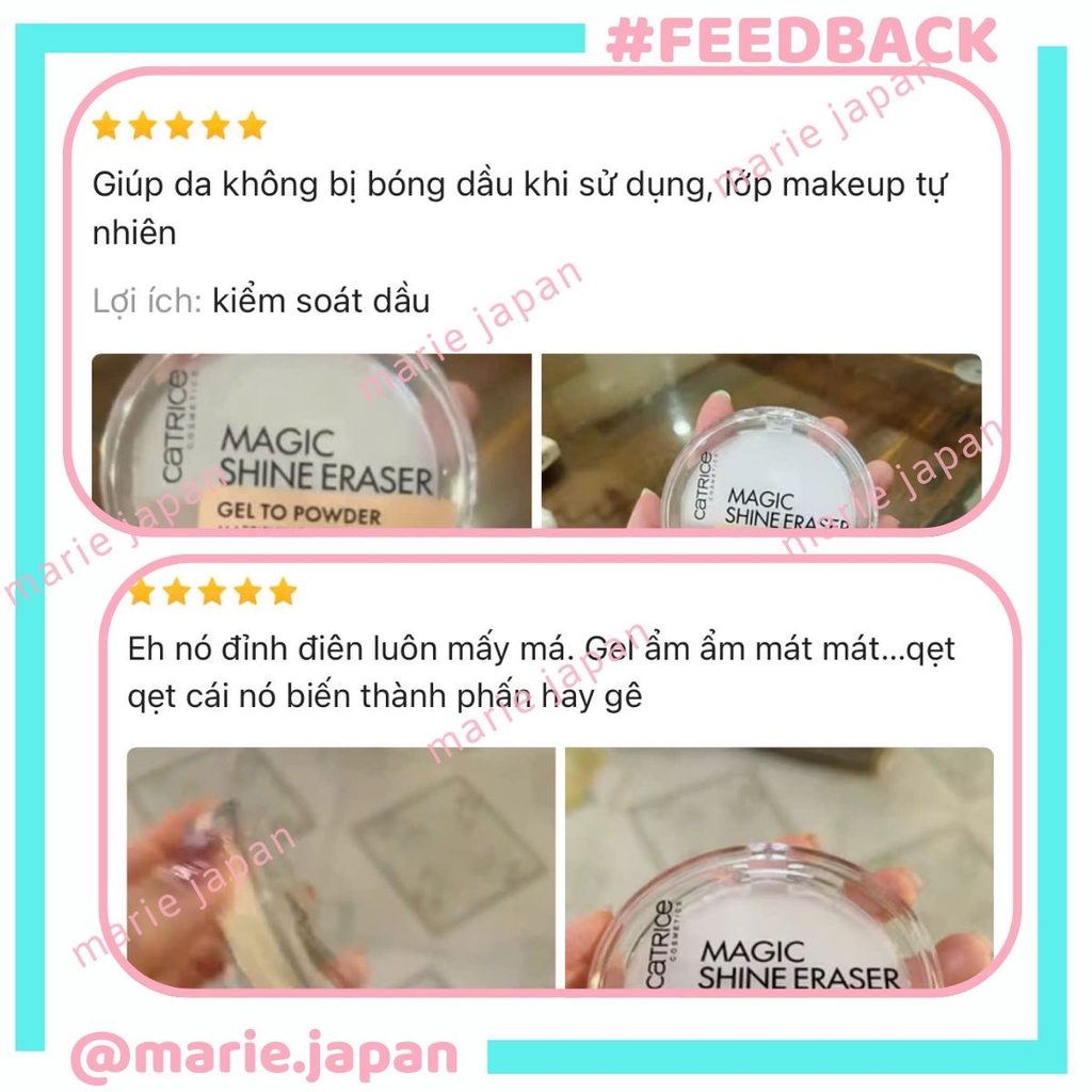 Phấn Phủ Catrice Dạng Gel Kiềm Dầu Che Phủ Lỗ Chân Lông Mờ Mịn Tự Nhiên Magic Shine Eraser Gel To Powder 10g- TẶNG 1 MIẾNG DÁN TÓC CATRICE